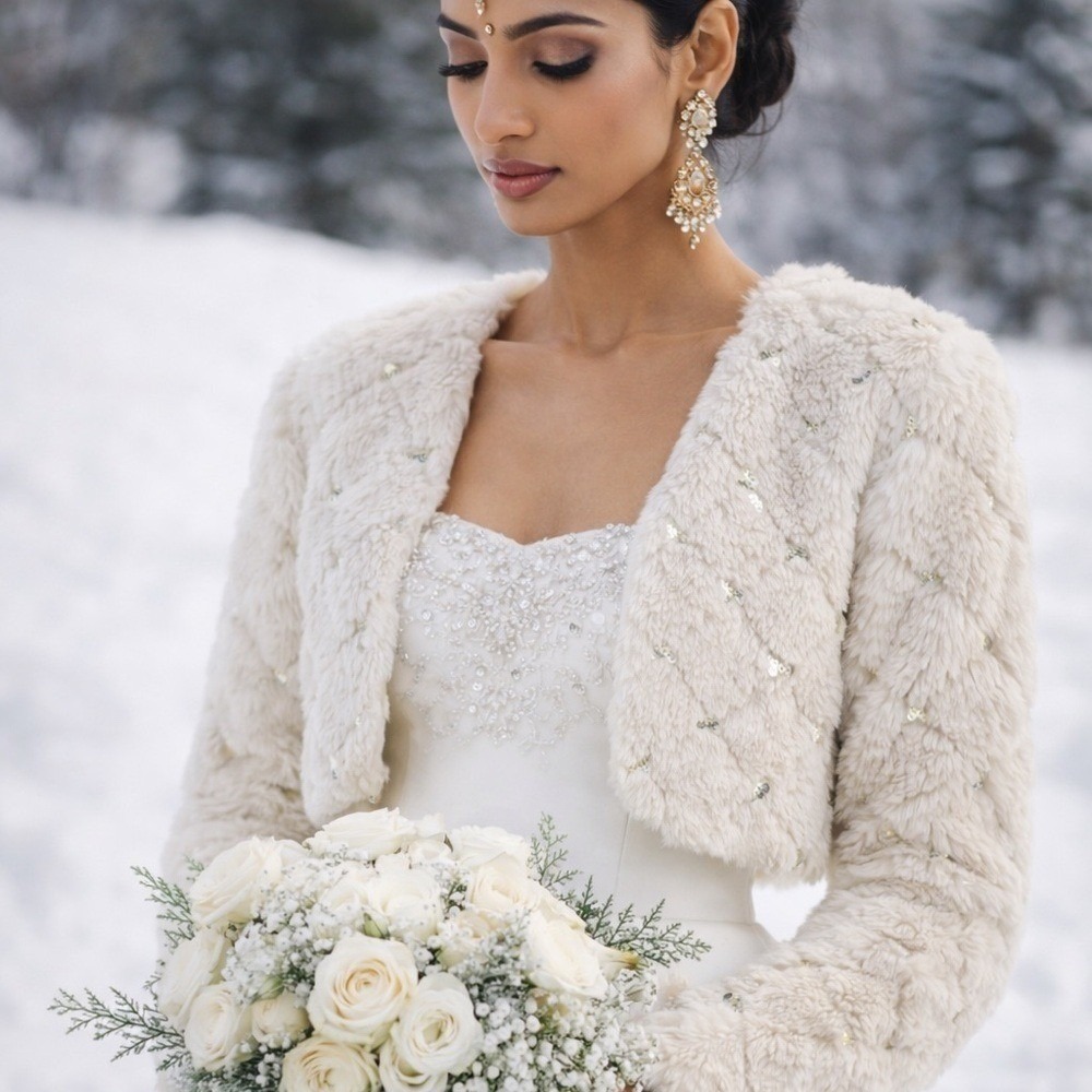 Ivory Faux Fur Bridal Jacket - Women Jackets & Coats